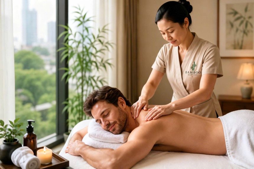 Bamboo Healing therapist providing an at-home massage